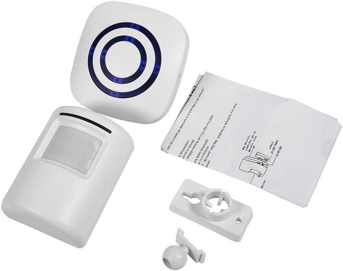 Draadloze Deurbel - Alarm Systeem - Beveiliging Huis - Bewegingsmelder - EU Plug - Wit