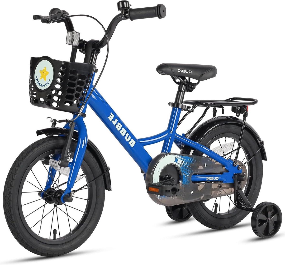 Kinderfiets met Stabilisatoren - Loopfiets Meisjes Jongens - Leren Fietsen - Inclusief Mand en Stabilisatoren - 14 inch - Blauw