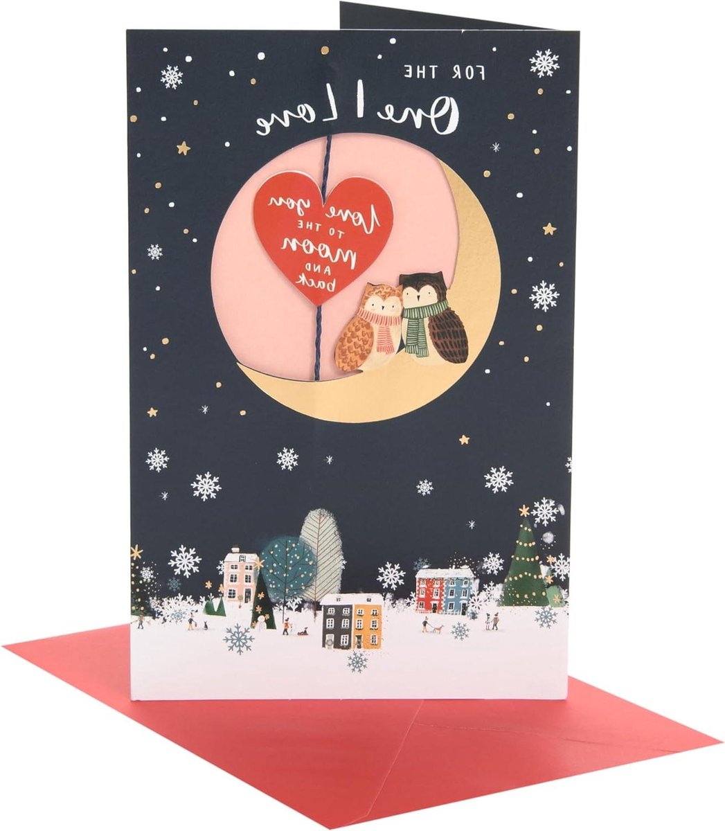 Kerstkaart Uil - Wenskaart Feestdagen - Warme Wensen Sturen - Romantisch Vakantieontwerp - 9 x 5.9 inch - Meerkleurig