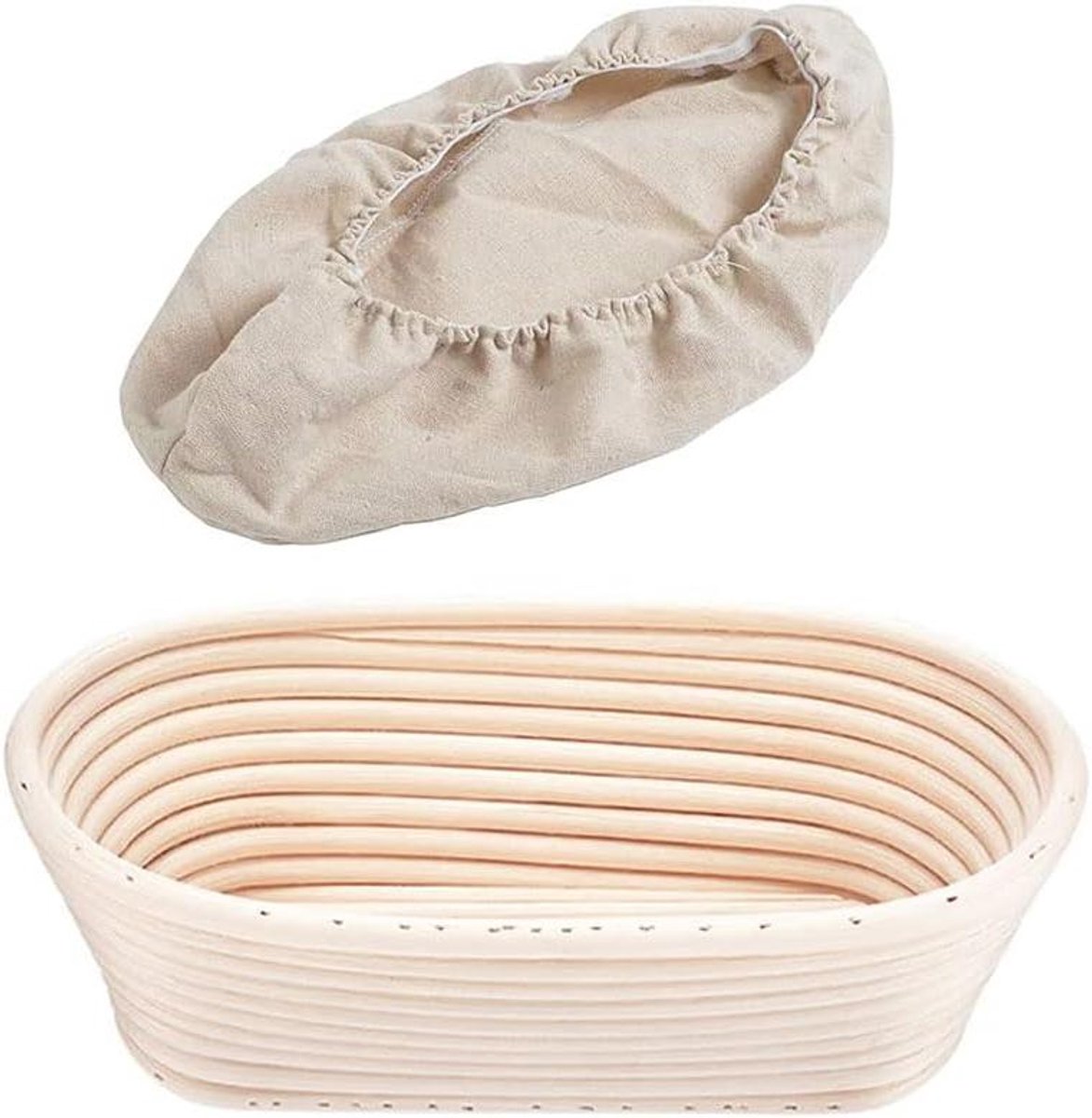 Broodmand Rattan - Rijsmand Deegmand - Brood Bakken - Ovaal Vorm - 25 cm - Beige