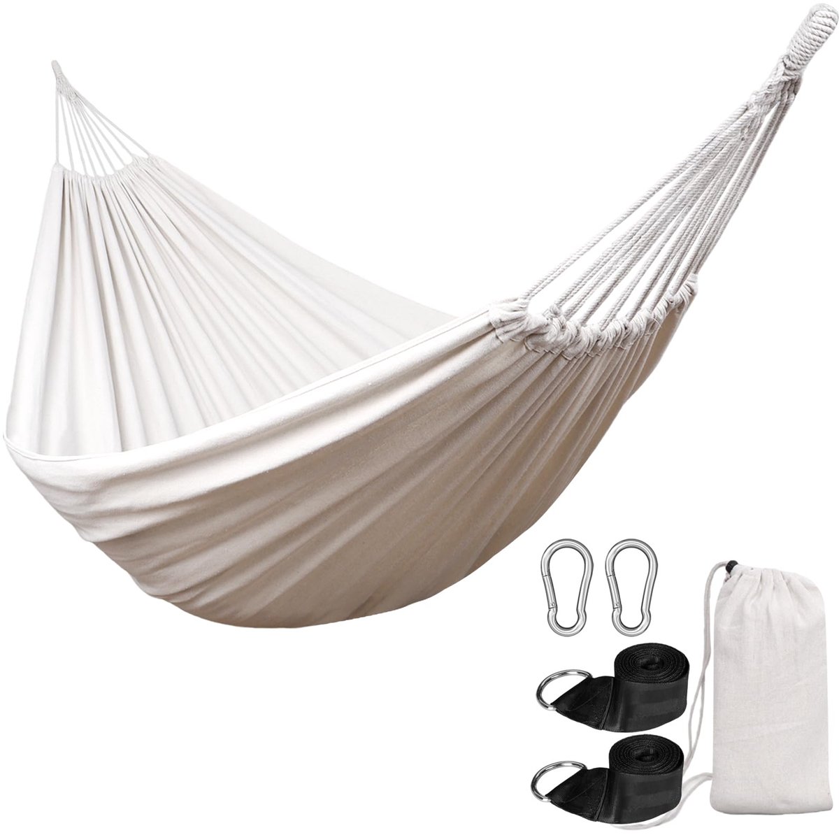 Hangmat Draagbare Camping Hangmat met Opknoping Riemen Kit voor Tuin Patio Balkon Outdoor & Indoor Ontspannen
