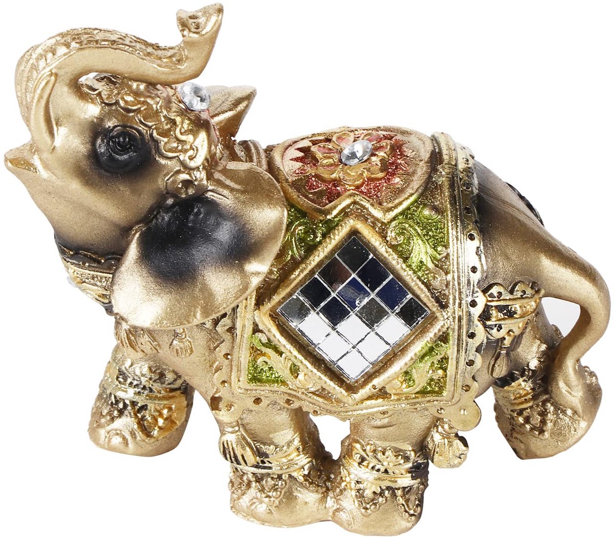 Olifant, Akozon olifant standbeeld Lucky Feng Shui groene olifant standbeeld sculptuur rijkdom figuur woondecoratie (S)