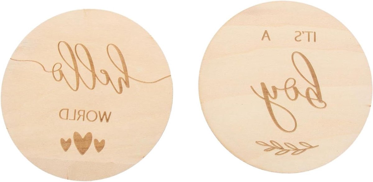Mijlpaalkaarten Baby - Houten Kaarten - Babygroei Vastleggen - Creatief Rond Design - 10x10cm - Natuurlijk Hout