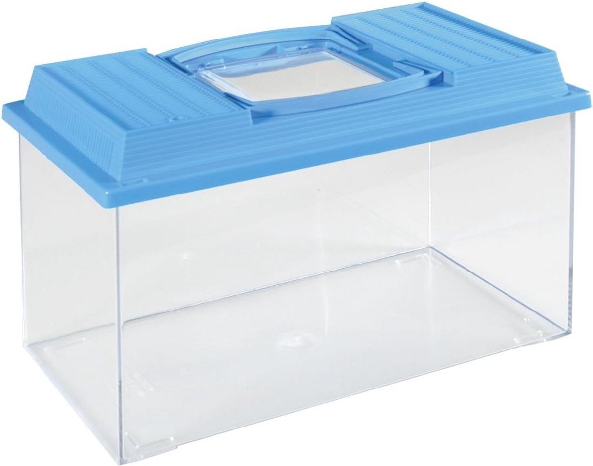 Transportbox Reptielen - Kleine Dieren - Veilig Vervoer - Met Deksel Handgreep - 6 Liter - Blauw Transparant