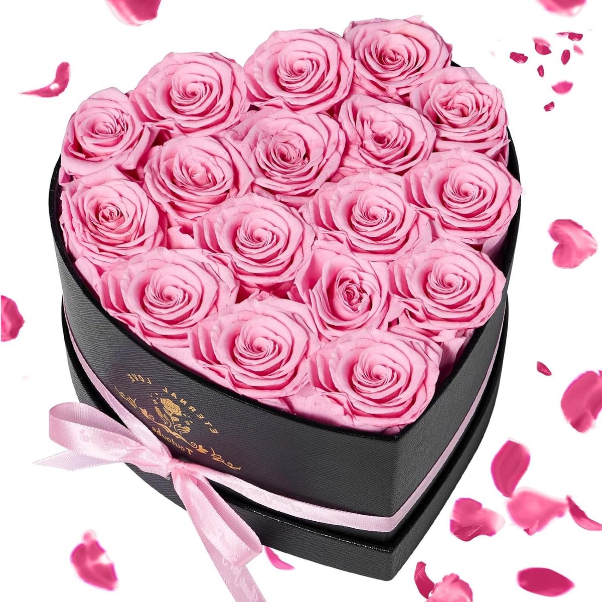 Eeuwige Rozen Cadeau - Gestabiliseerde Bloemen - Liefde Tonen - Echte Rozen 3-5 Jaar - 17 Stuks - Roze