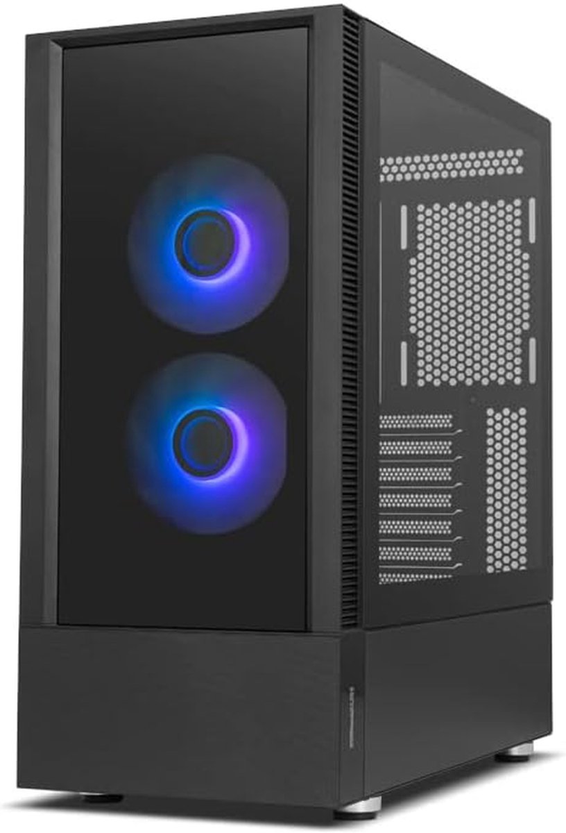 Computer Behuizing - Mid-Tower Kast - Gaming Setup - Dubbel Gehard Glas - 41.8 x 21.5 cm - Zwart