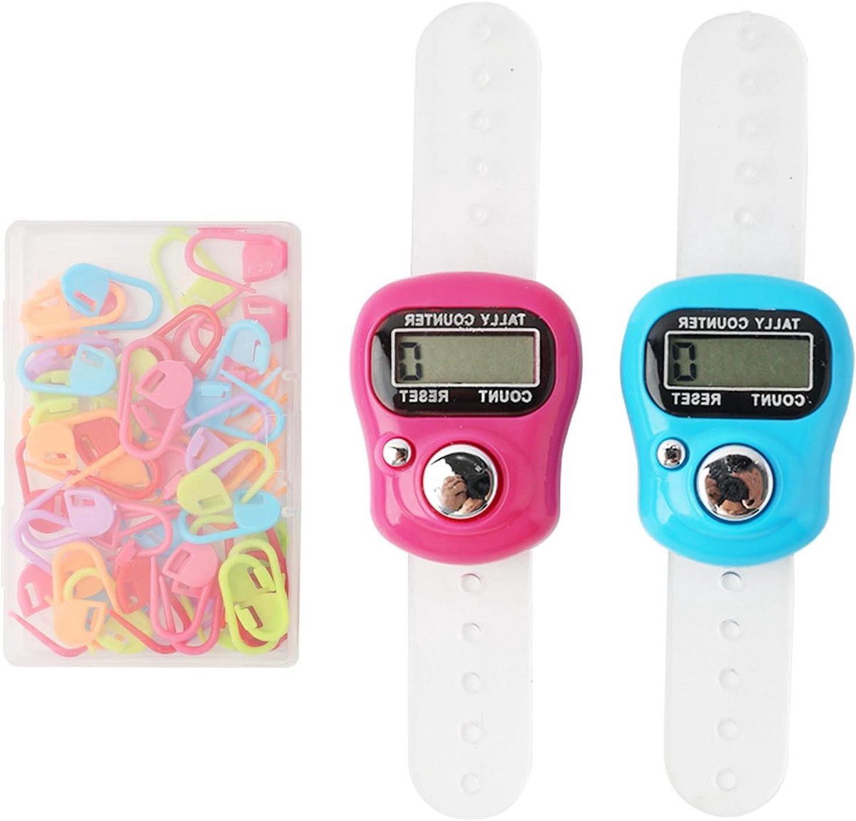 Digitale Vingertellers - Mini telapparaten - Hobbyprojecten bijhouden - Verstelbare ringen - 2 stuks - Roze en Blauw