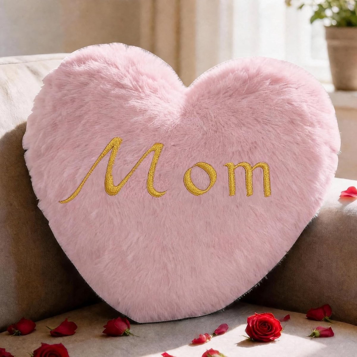 Schattig Hartkussen van Pluche, Fluffy 36 x 46 cm, Lichtroze Decoratief Kussen voor Woonkamer, Slaapkamer en Sofa, Perfect als Cadeau voor Verjaardag of Valentijnsdag