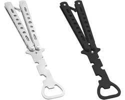 2 stuks vlinder flesopener mes stijl trainer tool bier multifunctioneel voor bar, feest, bierliefhebbers, verjaardagscadeaus kinderen Marvel fans, zwart