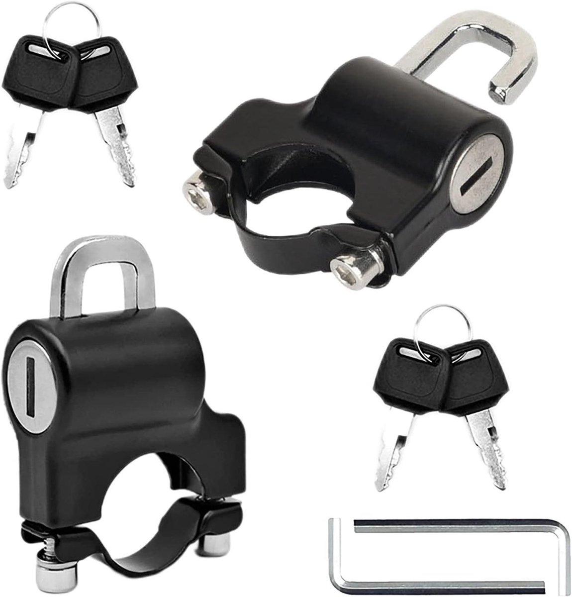 Helmslot Set - Motor Accessoire - Diefstal Beveiliging - Universele Pasvorm - 2 Stuks - Zwart