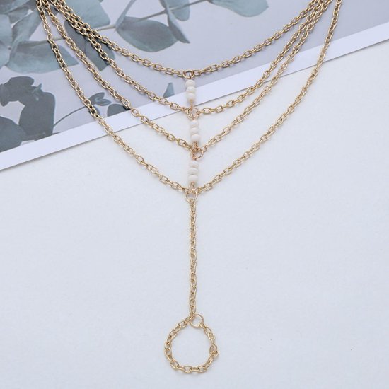 Boho vingerring armband goud slavenring pols armband gelaagd kleine parel handketting bruiloft kwast handketting sieraden voor vrouwen — afbeelding 2