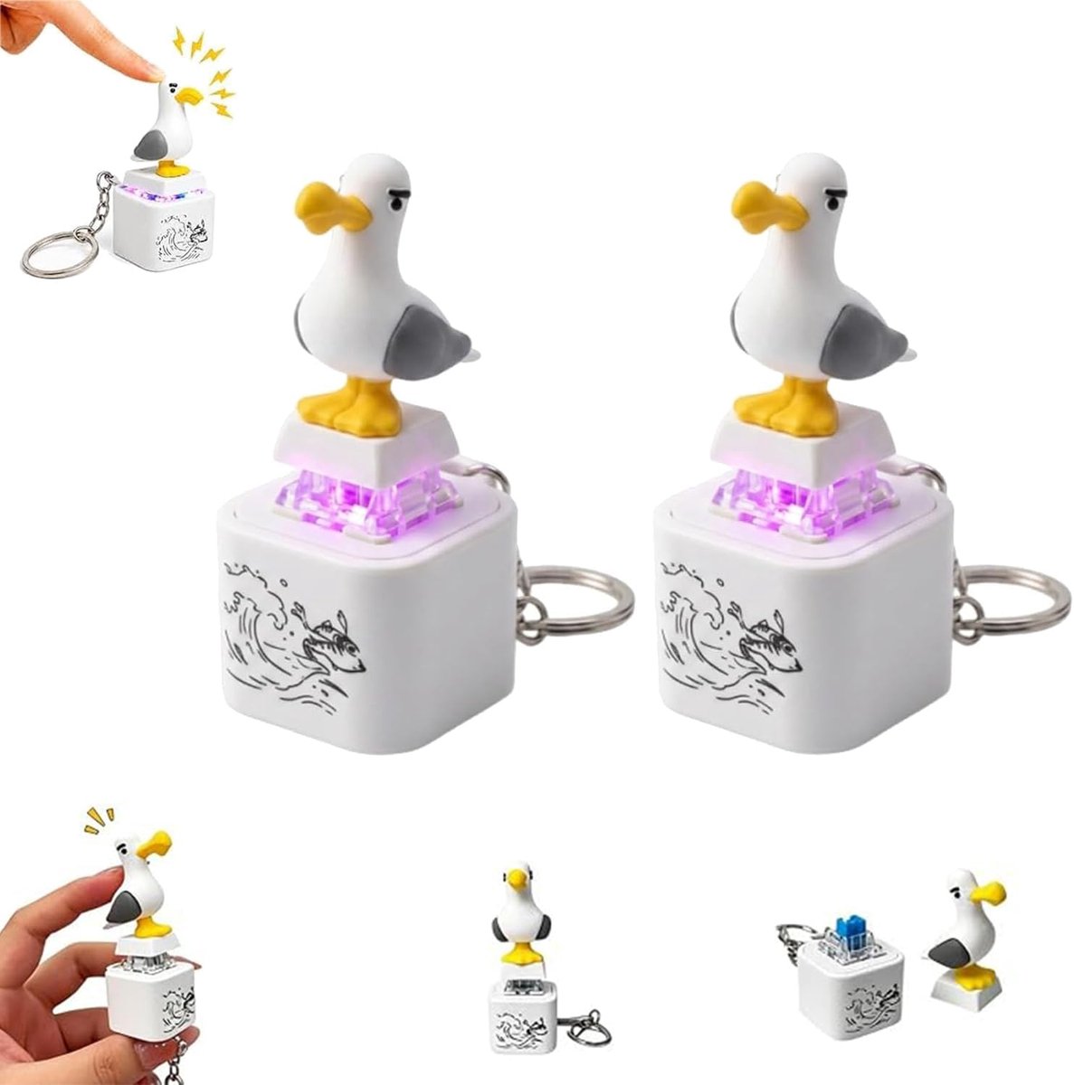 Keyboard Fidget Toy - 2 stuks - Met geluid en kleurrijk LED - Toy Clicker - Fidget Clicker - Toetsenbord speelgoed - Sleutelhangers - Sensorisch Antistress Speeltje - Meeuw knop - voor volwassenen en kinderen stressverlichting