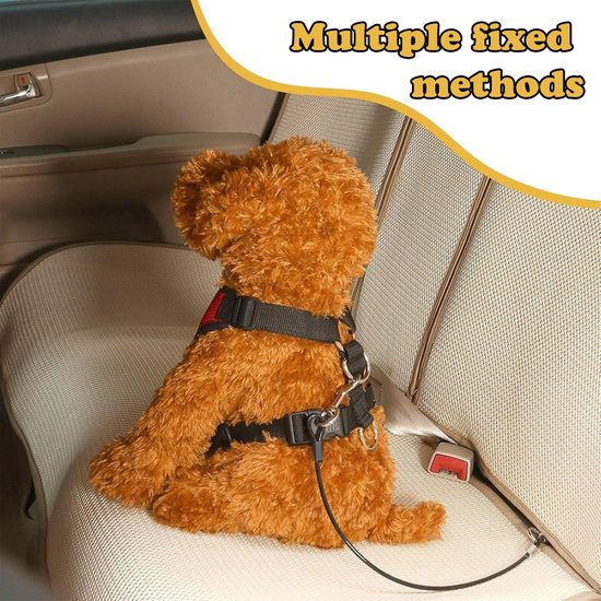 Veiligheidsgordel voor honden, auto, 2 stuks, met 360° draaibare haak, hondengesp voor de auto, geschikt voor puppy's, kleine, middelgrote en grote honden (60 cm) — afbeelding 4