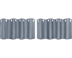 Set van 2 gordijnen, ondoorzichtige gordijnen met ringen, verduisteringsgordijn, kort, vitrage, bistrogordijn, modern, voor keuken, kantoor,