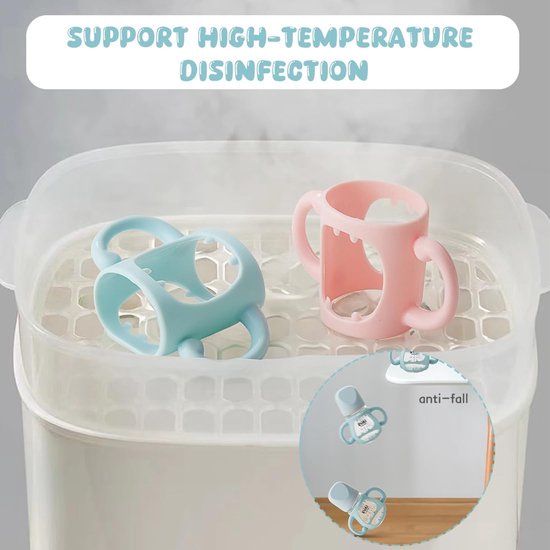 Fles Handvatten - Baby Fles Houder - Veilig Voeden - Ergonomisch Ontwerp - 2 Stuks - Roze Blauw — afbeelding 2