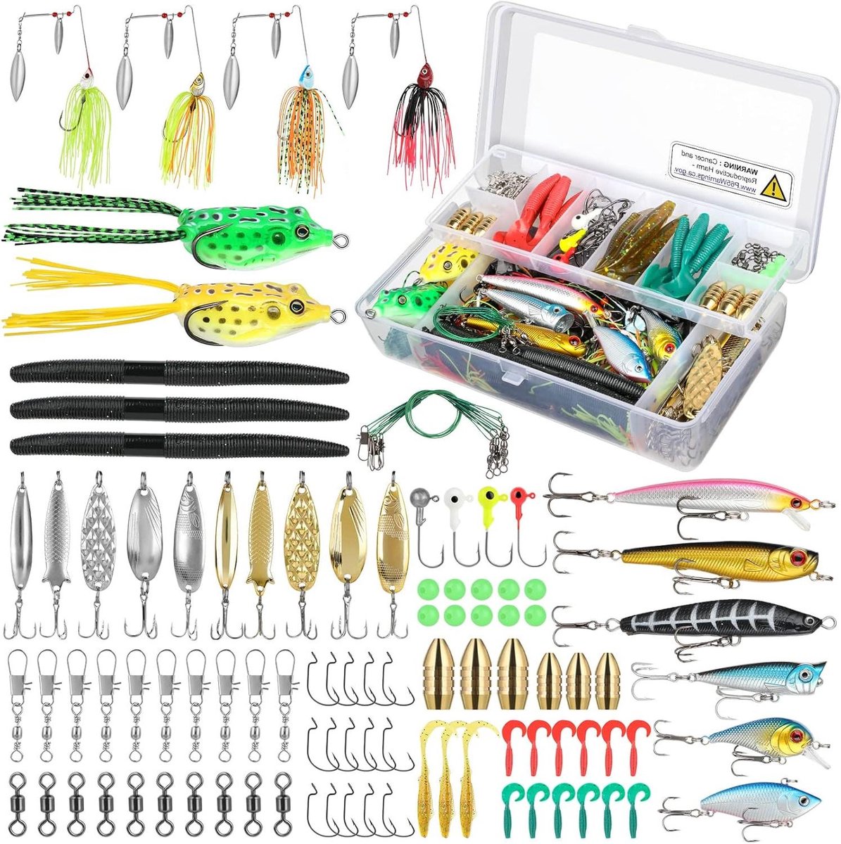 Vis Lokaas Set - Aas en Haken - Vissen in Zoetwater - 102 Delige Kit - 5-14 cm - Multicolor