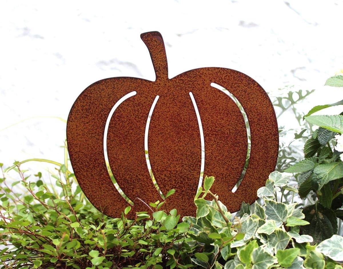 Pompoen decoratiefiguur - Roeststekker tuin - Bloembed verfraaien - Roestlook metaal - 28 x 20 cm - Bruin