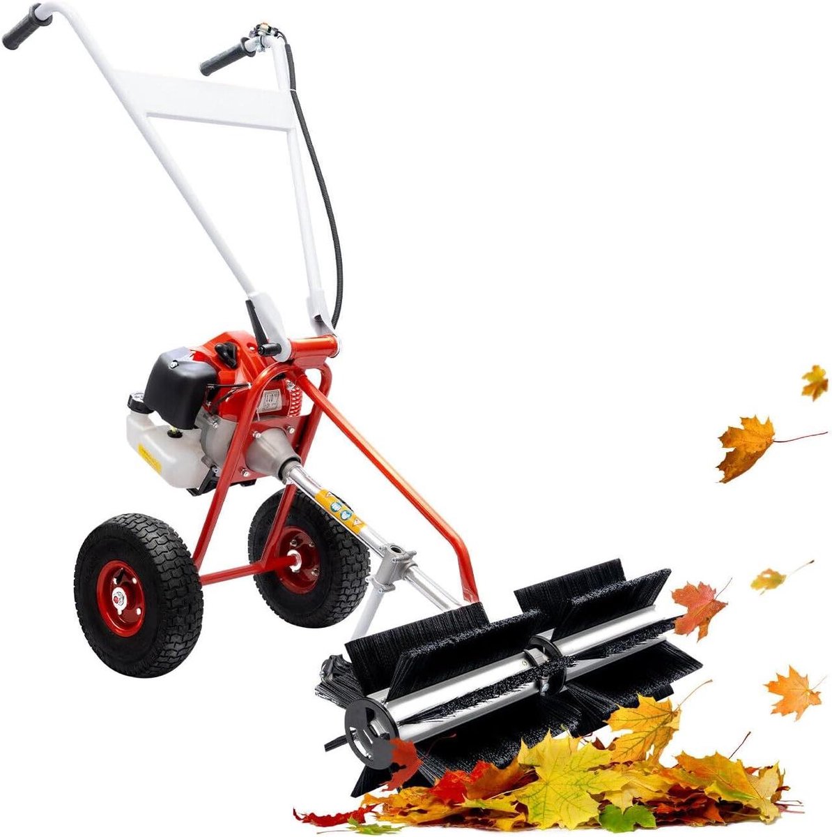 Veegmachine Sneeuwruimer - Elektrische Bezem - Oprit Reinigen - Krachtige Brandstofmotor - 22x20x25 cm Borstel - Zwart