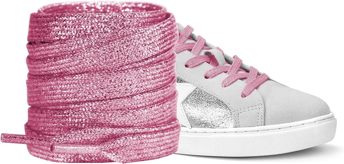 Glitter Metallic Platte Schoenveters - Sparkly Bling Veters voor Sneakers en Sportschoenen (8mm)