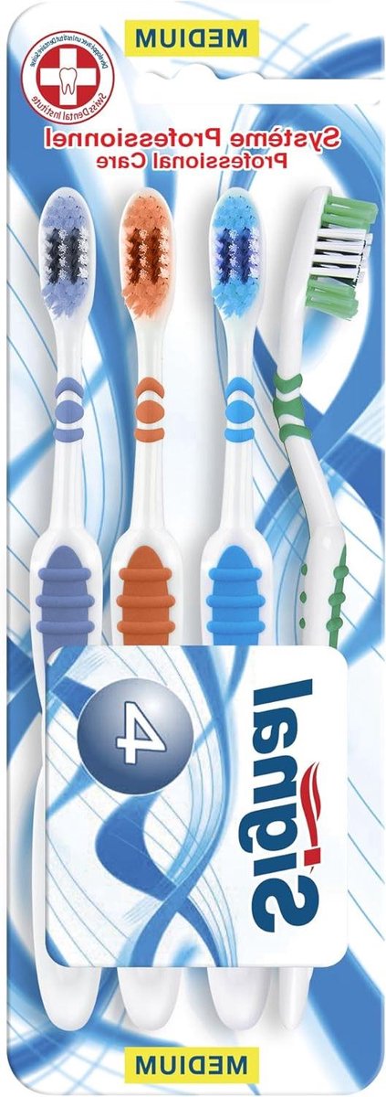 Handtandenborstel - Mondverzorging - Effectief poetsen - Compacte kop - Quadripack - Medium