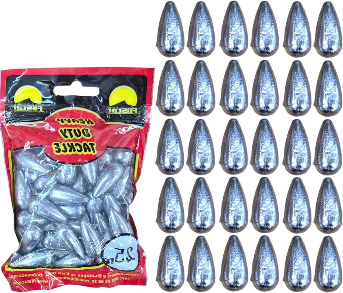 Inline Hengel Loodset - Vislood Set Peerlood - Vissen Op Bodem - Druppelvorm Vermindert Weerstand - 30 x 25 gram