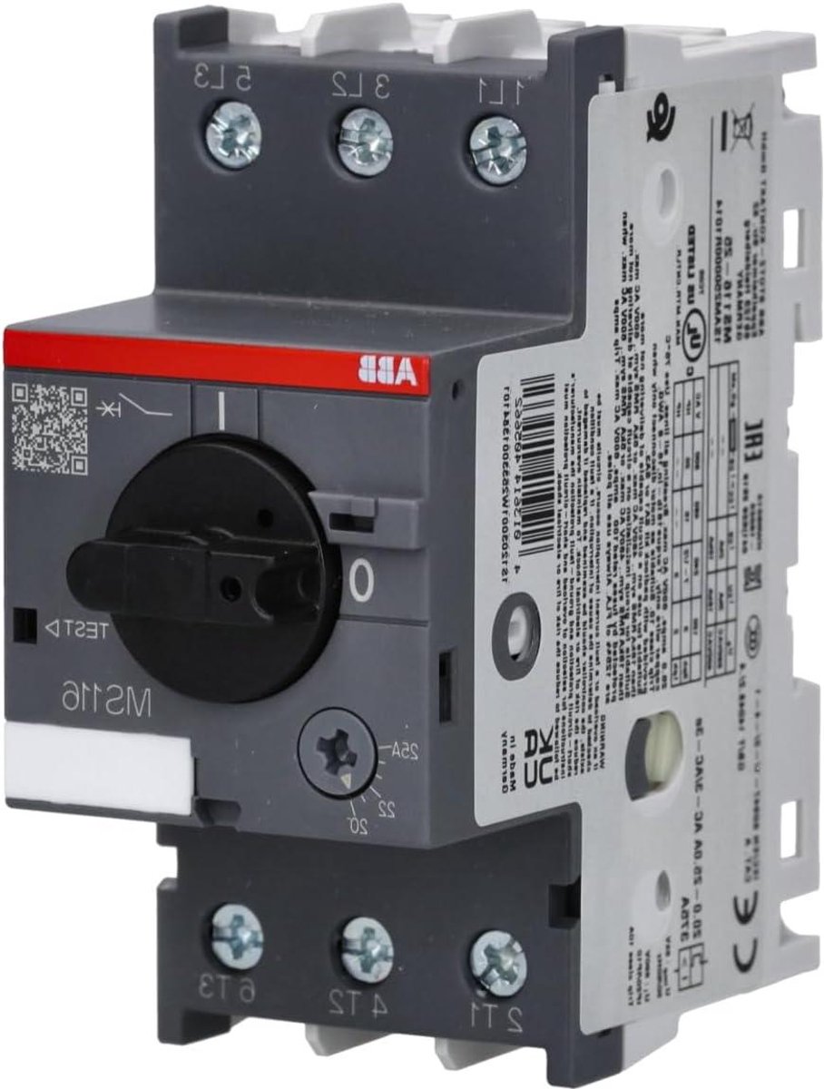 Motorbeveiligingsschakelaar - Motorstarter Schakelaar - Industriële Installatie - Overbelastingsbeveiliging - 25A 10KA - Wit