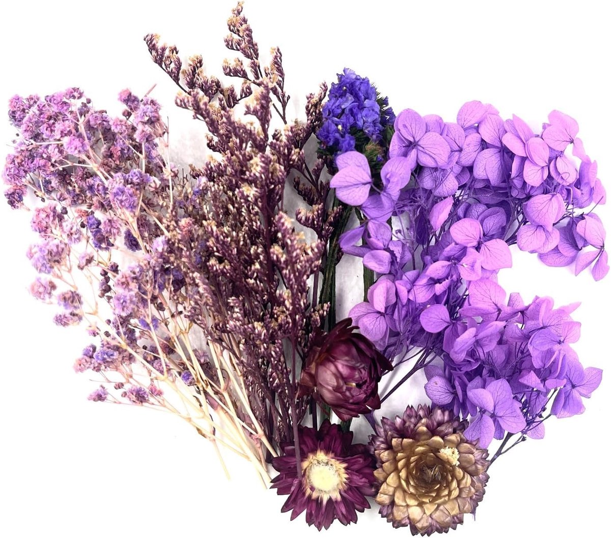 Diverse Gedroogde Bloemen voor Creatieve Projecten, DIY Decoratie, Epoxy Hars en Scrapbooking (Paarse Verpakking)