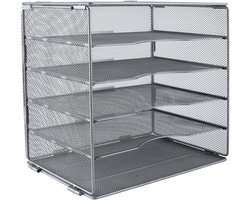 Desktop 5 Tier A4 Mesh in Lade Office Bureau Tidy File Holder Magazine Organizer Papier Opslag Rack, Zilver