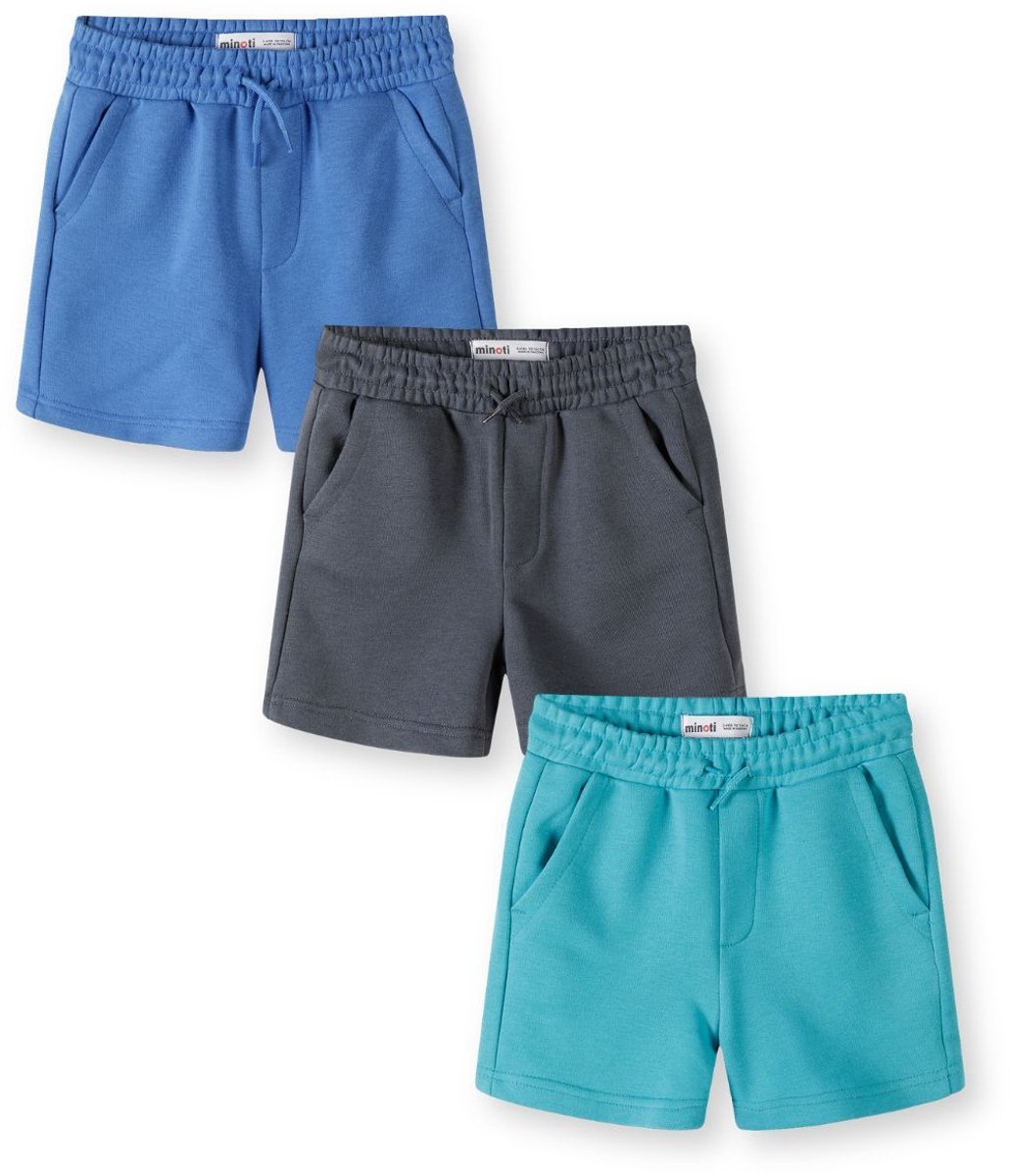 Minoti korte broek jongens 3-pack sweat - katoen - blauw