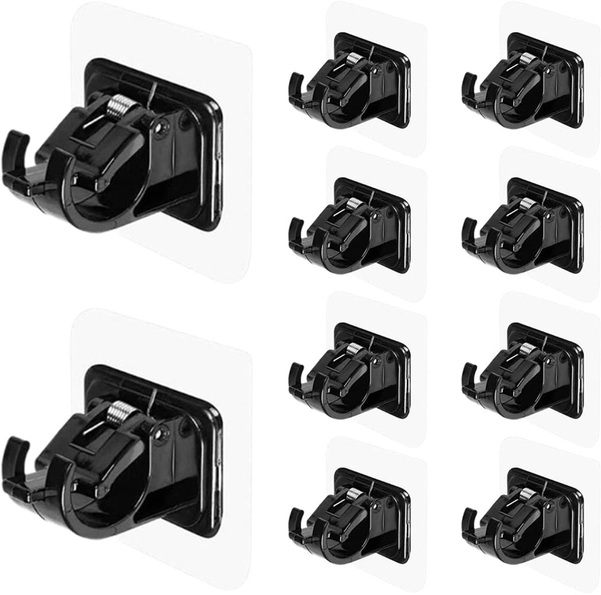 10 stuks gordijnhaken zonder boren, haken houders, gordijnroede, houder, zelfklevend, transparant, houder voor gordijnroedes