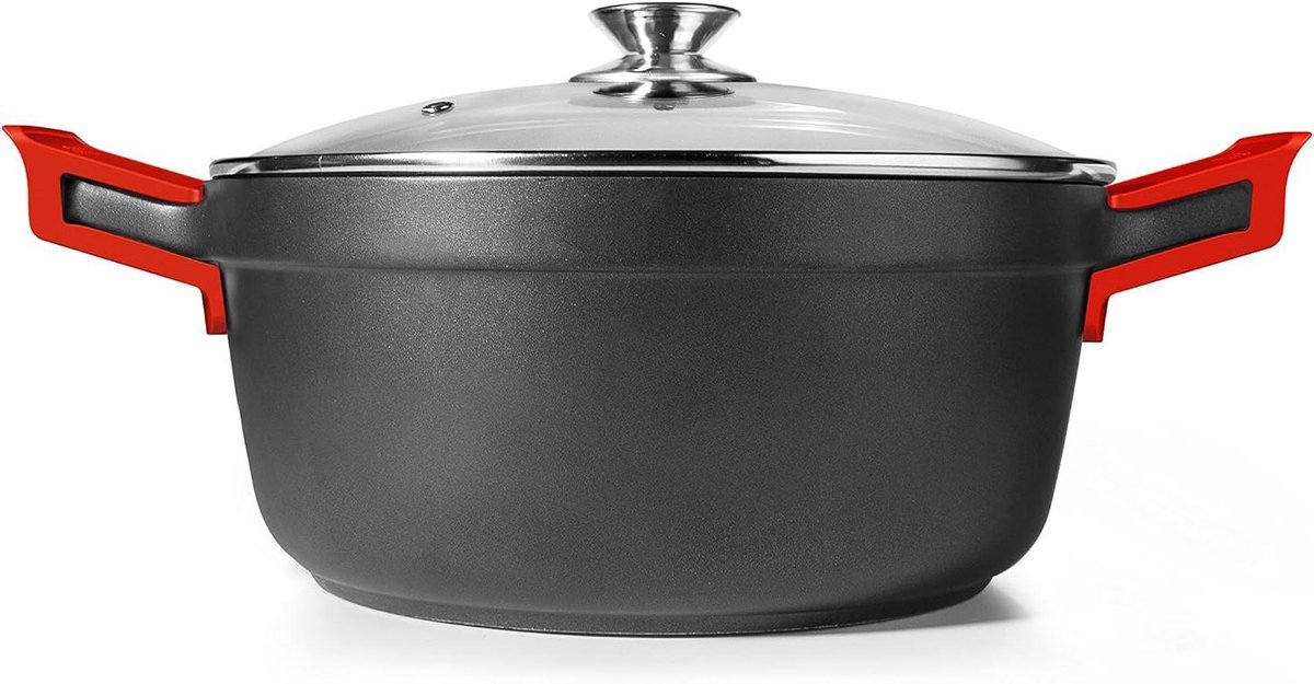 Gegoten Aluminium Pan - Antiaanbak Koekenpan - Inductie Koken - Volledige Inductie Bodem - 24 cm Diameter - Zwart