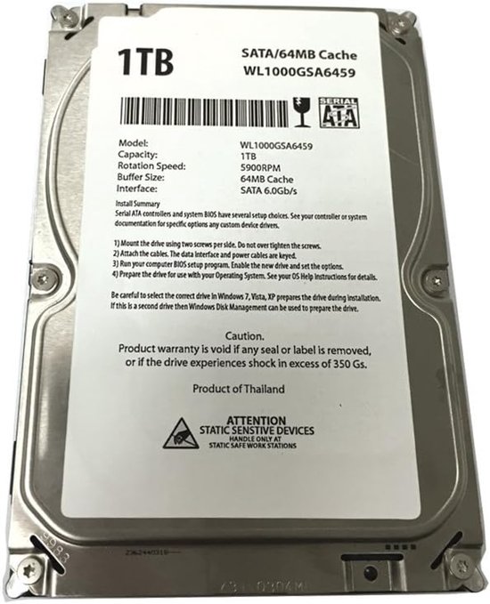 1TB Interne Desktop Harde Schijf 3.5" SATA III 5900 RPM voor PC en DVR van Merkloos — afbeelding 4