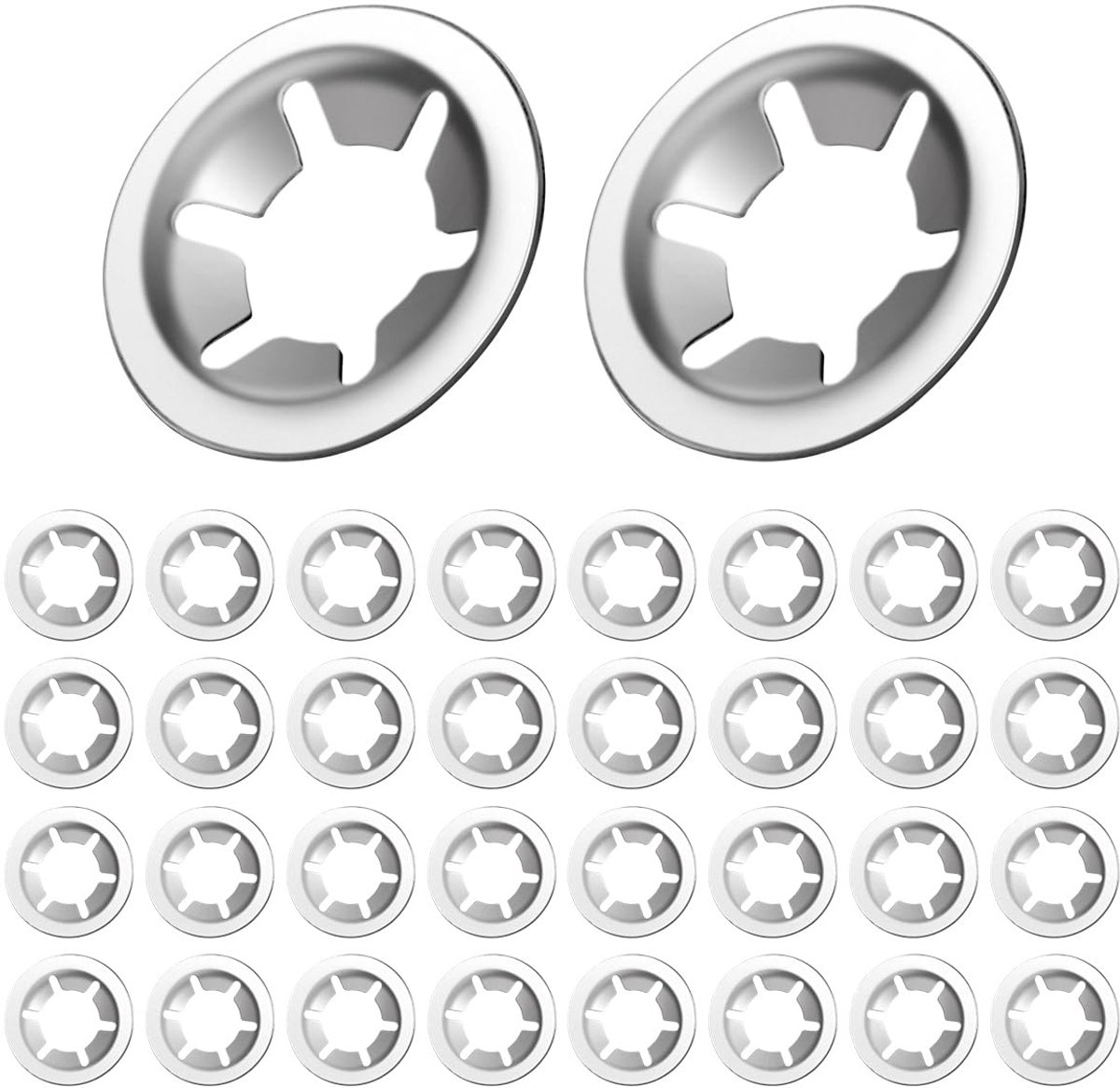40 stuks M8 Starlock sluitringen roestvrij staal 304, A2 snelheid tandborgringen, klemring, borgringen, klemringen, zilveren binnentanden, Starlock-sluitringen