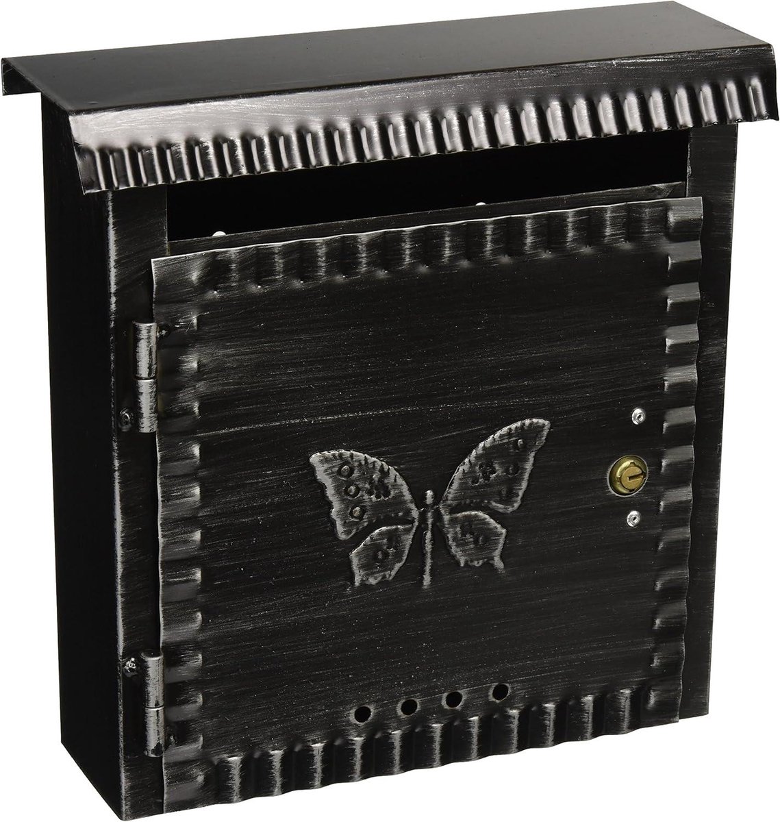 Brievenbus Smeedijzer - Brievenbus Antiek - Post Ontvangen - Kleine Antieke Look - 22 x 8 x 25 cm - Zwart