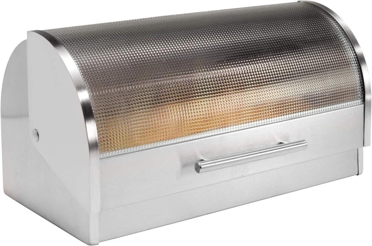Broodtrommel RVS - Brooddoos Keuken - Brood Vers Houden - Roll Top Deksel - 40x25x23 cm - Zilver