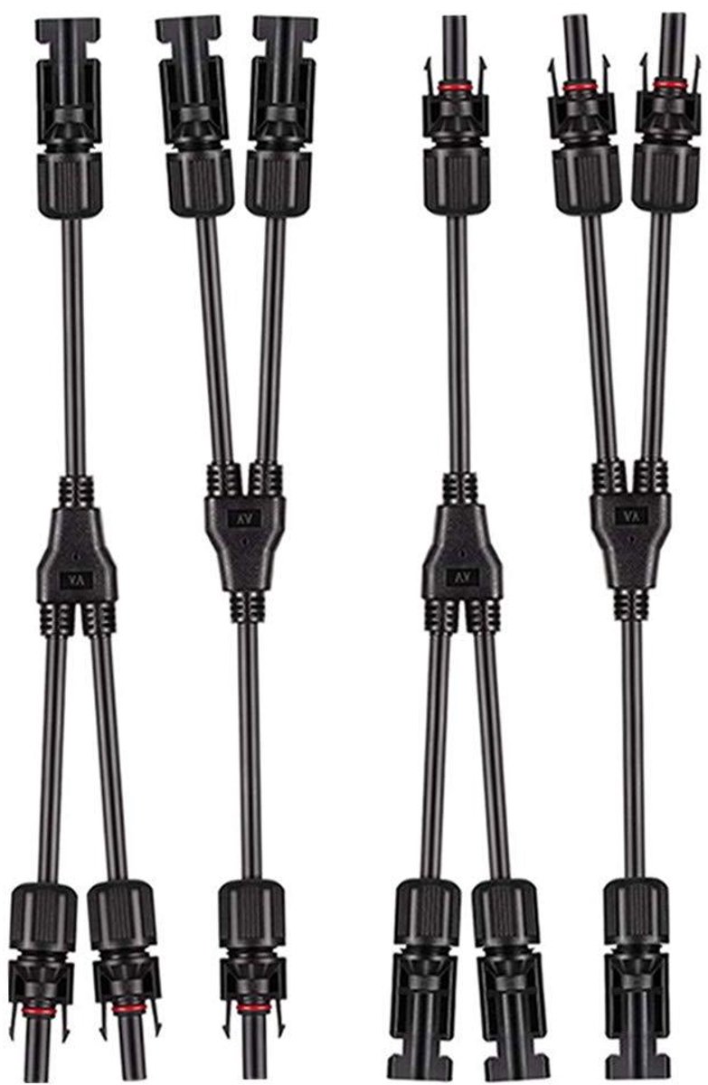 Zonnepaneel Kabel Connector - Y Aftakconnector - Zonne-installaties Uitbreiden - Waterdicht IP67 - 2.5-6 mm2 - Zwart