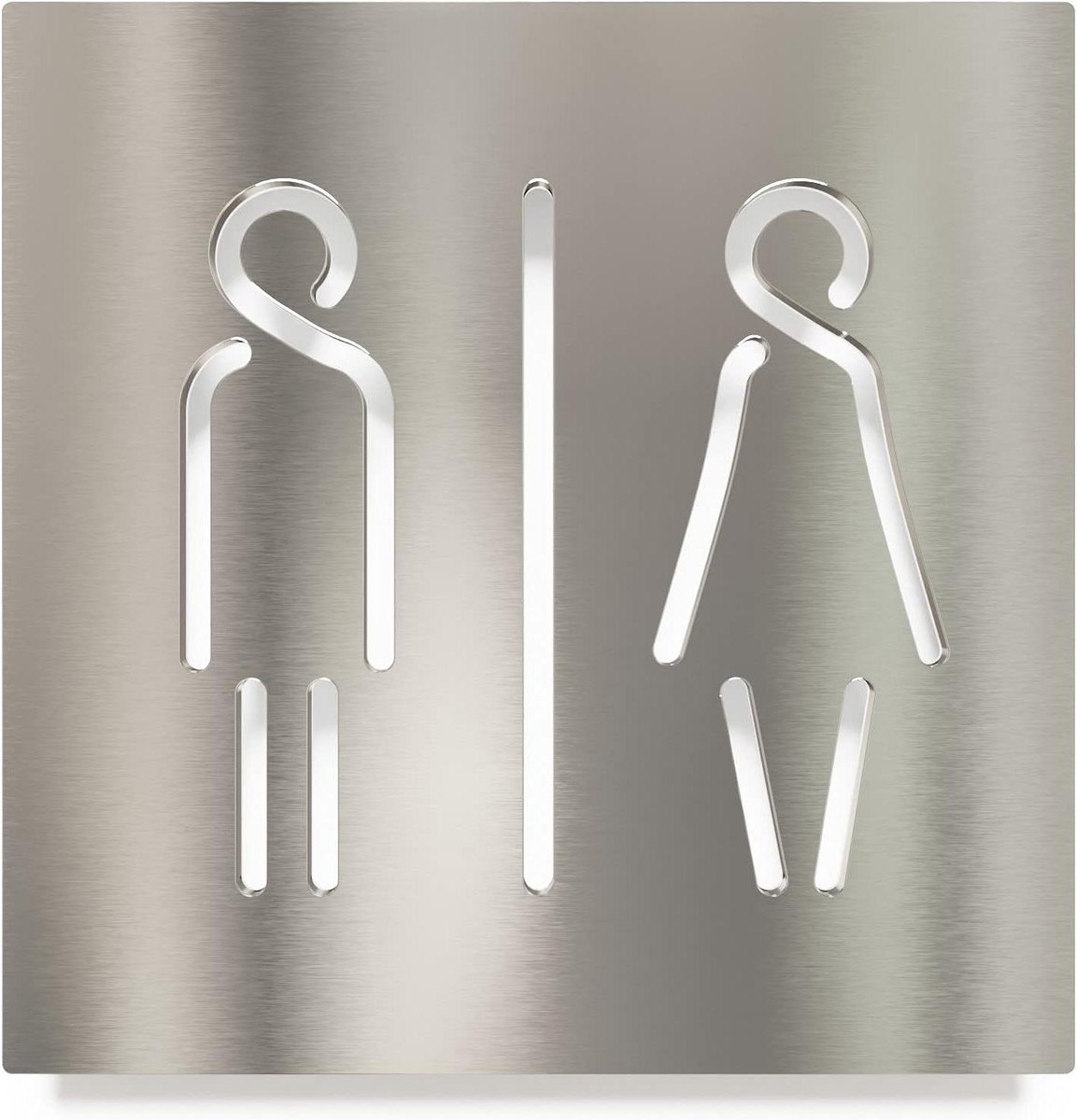 Toiletbord Roestvrij Staal - WC Bord Unisex - Oriëntatie in Huis - Zelfklevend Onderhoudsvriendelijk - 120 mm x 120 mm