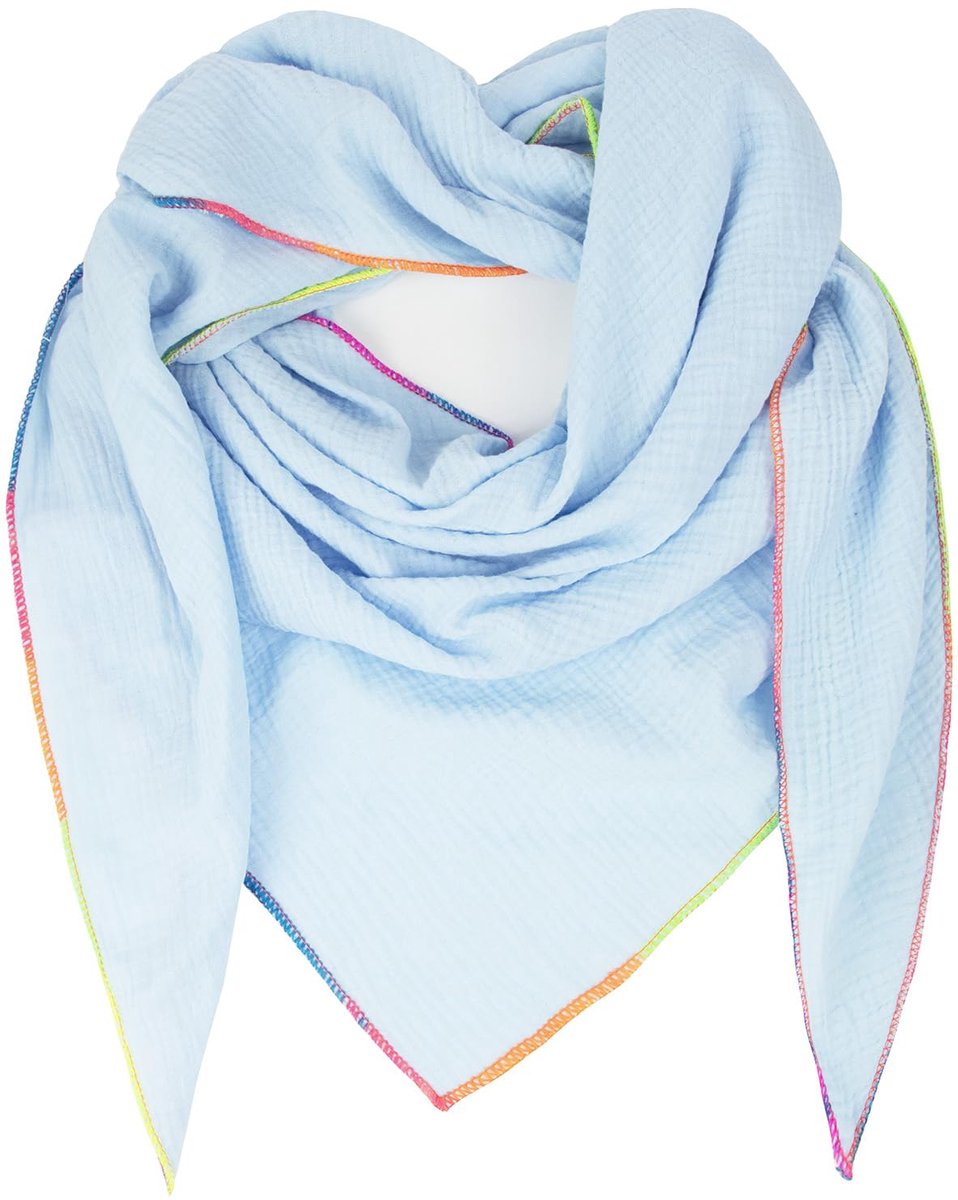 Damessjaal XXL driehoekige sjaal voor dames, driehoekige sjaal, halsdoek, katoen, mousseline, sjaal, poncho, zonder krassen op de huid, gemaakt in Italië, 135 cm x 135 cm x 220 cm,