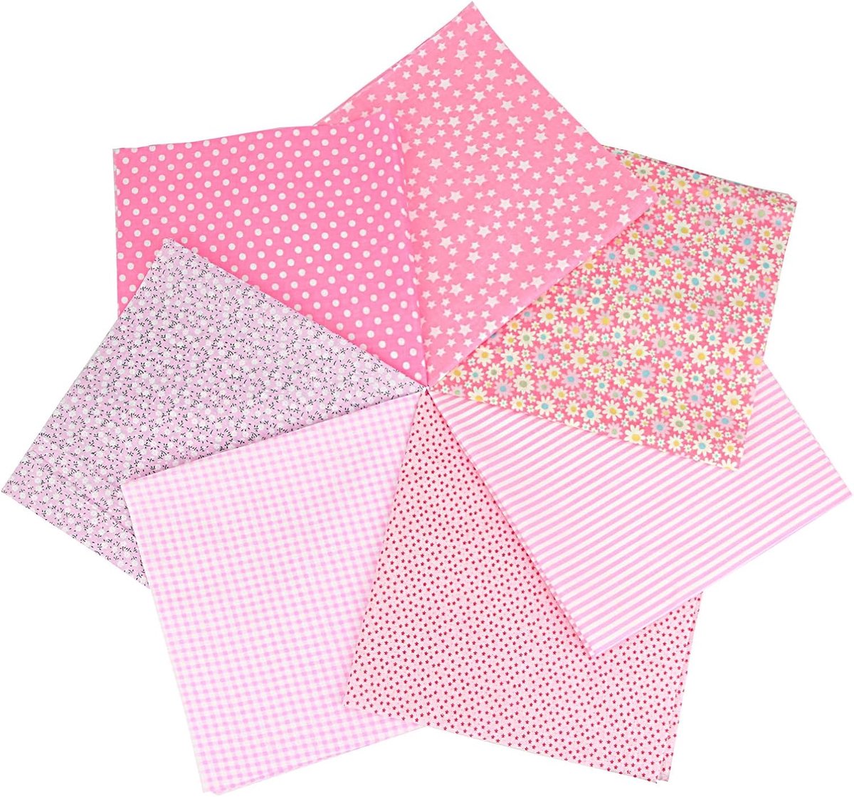 Stof, 50 x 50 cm, patchwork, stofpakket om te naaien, stofresten om te knutselen, katoenen stof, verschillende designs voor doe-het-zelf handwerk, quilten, poppenkleding