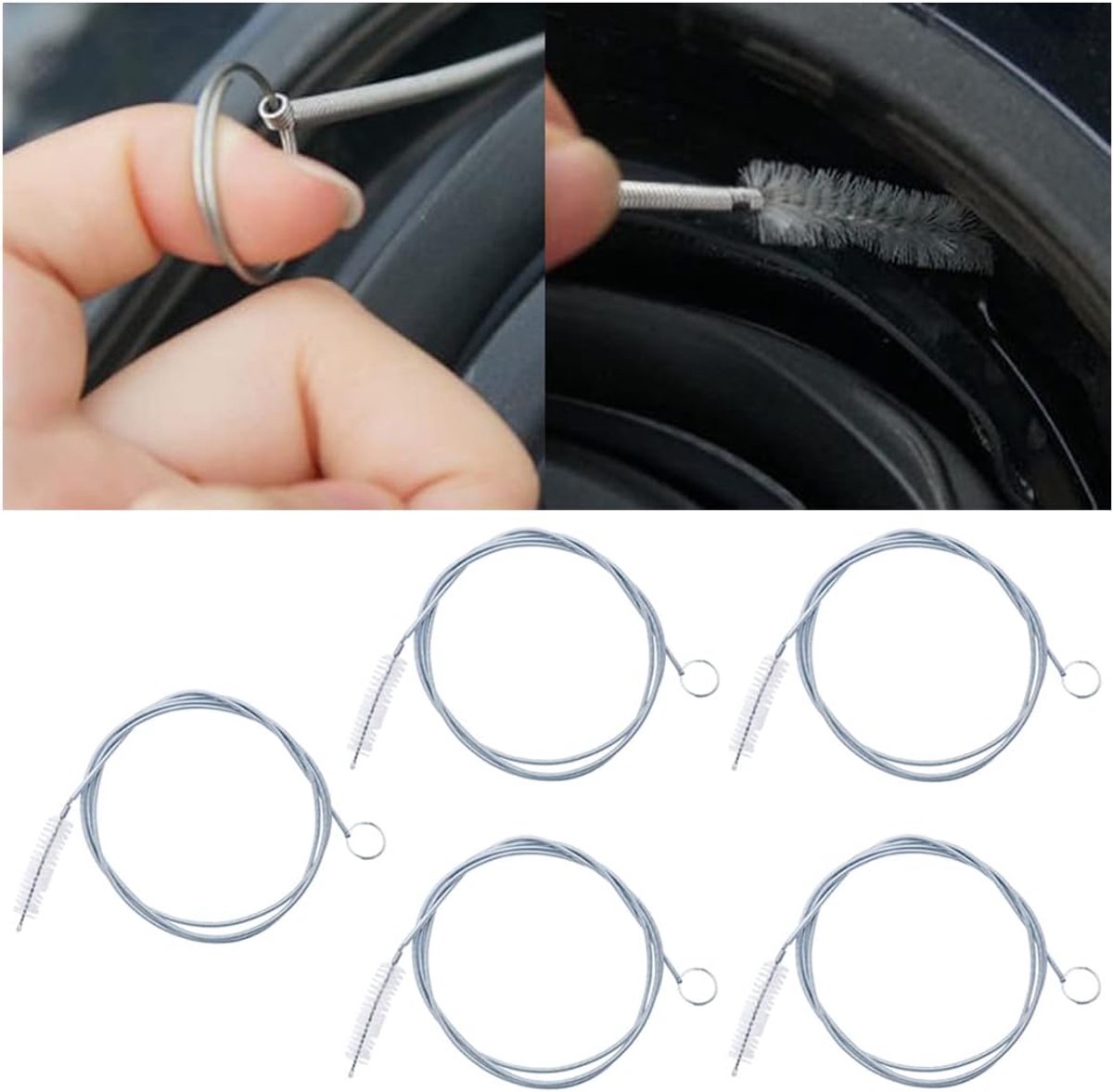 5 stuks auto zonnedak afvoerborstel reiniger, auto met schuifdak kofferbak afvoer gat flexibele nylon slang pijpborstel, lange draadborstel voertuig vuil verstopping reinigingsborstel voor