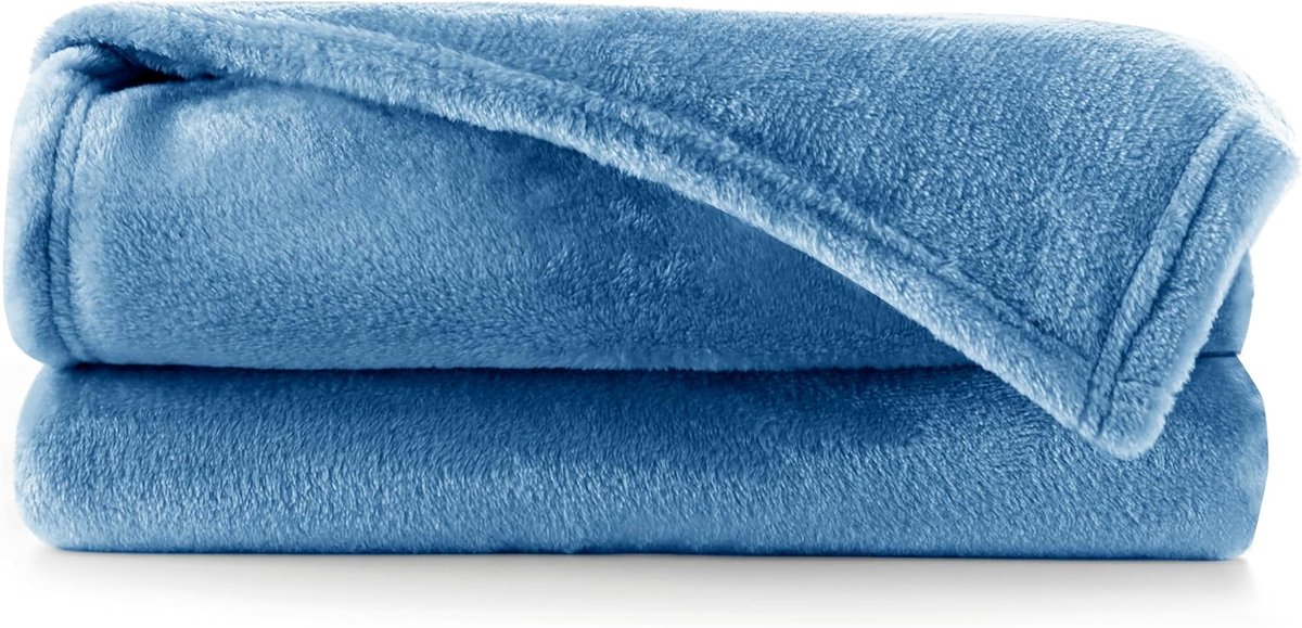 Mic Deken 200 x 220 cm donkerblauw deken microvezel sprei fleece zacht pluizig knuffelig