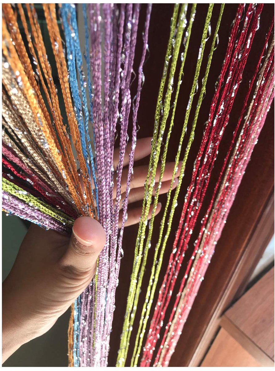1x2 M Door String Curtain Rare Flat Thread Fringe Panel Room Divider Cute Strip Tassel for Wedding Coffee House Restaurant Parts (Multicolor)