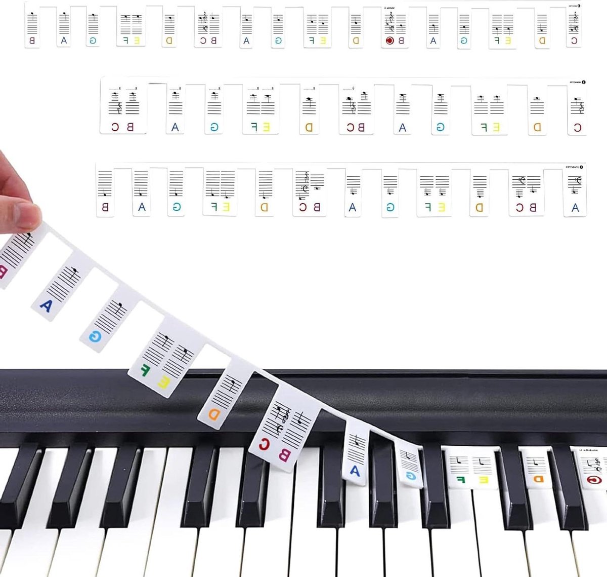 Toetsenbordstickers - Pianostickers - Muziek Leren - Siliconen Materiaal - 88 Toetsen - Wit