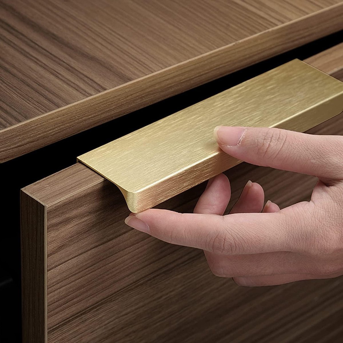 Verstevigde Vinger Edge Pull, 6 Stuks Verborgen Handgrepen, Aluminium Onzichtbare Keukenhandgrepen voor Keukenkasten, Zwart, 64mm (Goud, Gatafstand: 64mm)