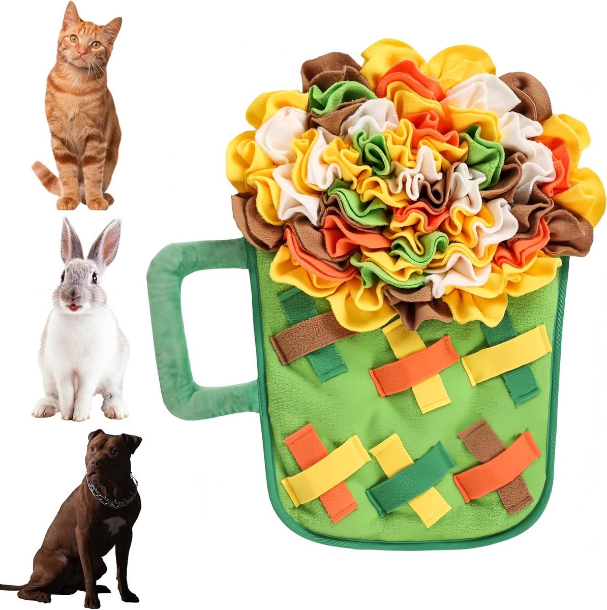 Honden Snuffelmat - Voedselspel - Mentale Stimulatie - Met Piepers - 75x48 cm - Groen/Geel