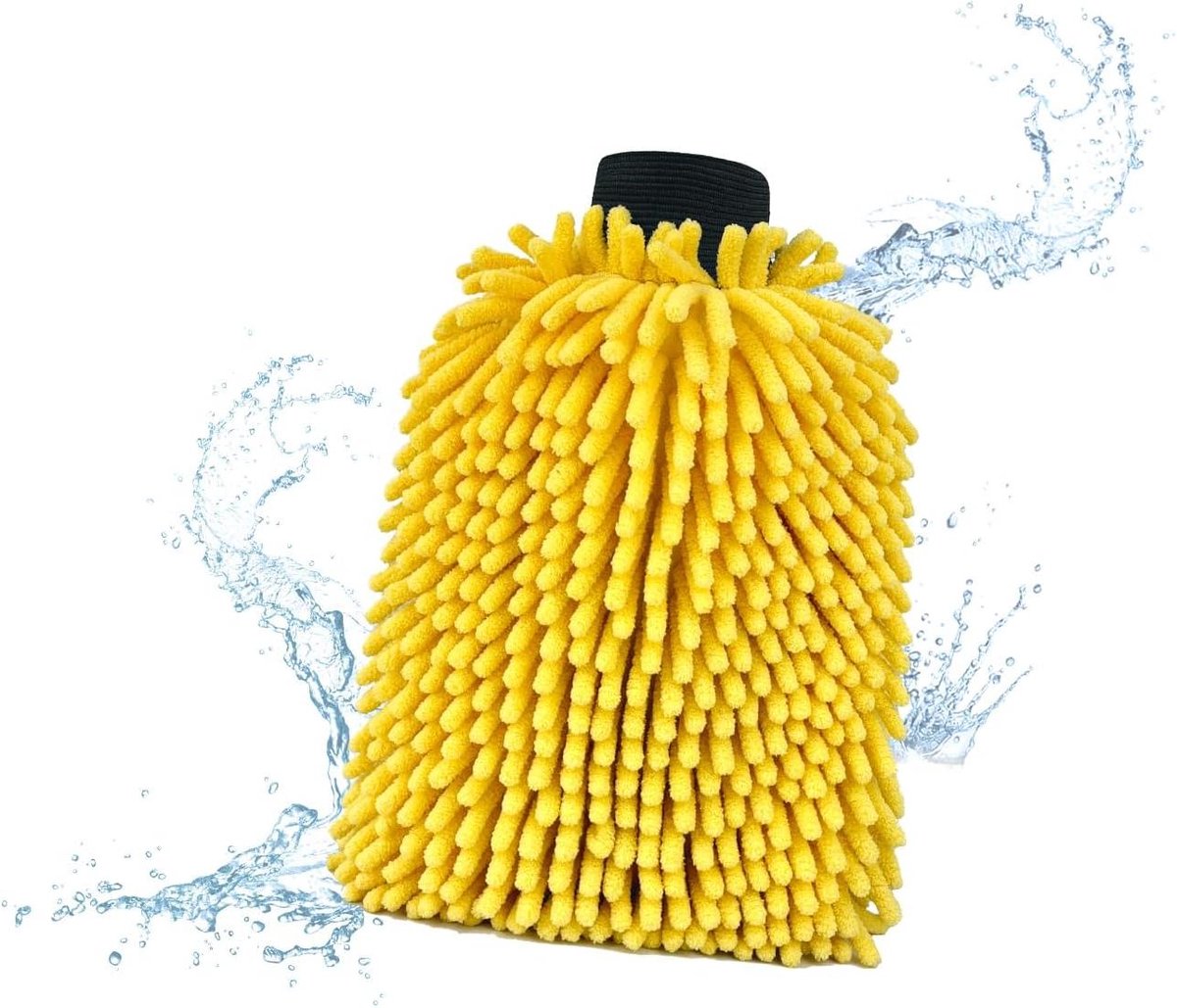 Autowashandjes Microvezel - Spons Handschoen - Auto Reinigen - Zeer Absorberend - 23 x 17 cm - Geel