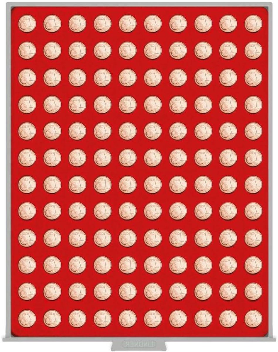 Muntkistje - Muntenhouder - Collectie Opbergen - Stapelbaar Ontwerp - 120 Vakjes - Rood Inlegvel