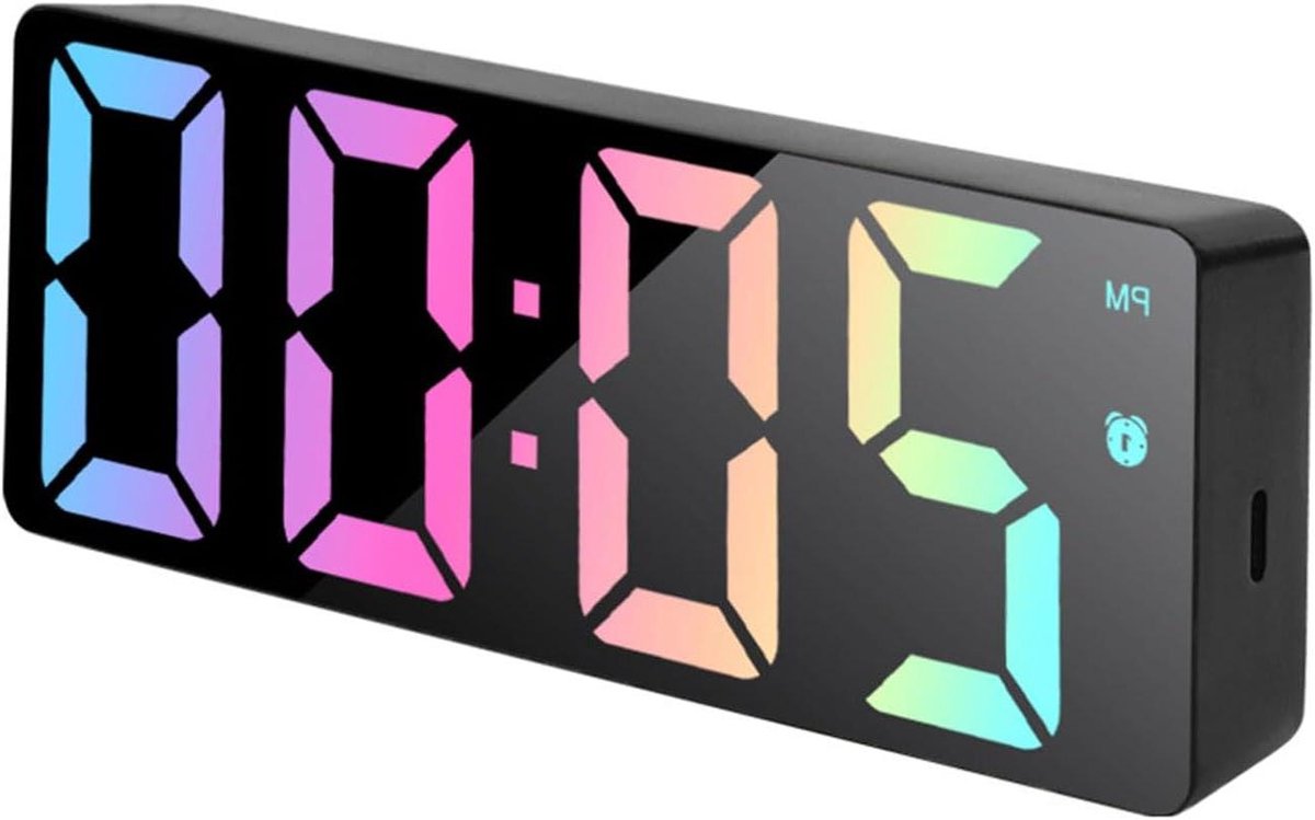 Digitale Wekker - Nachtkastklok - Wakker Worden - Instelbare Dimmer - Groot LED Scherm - Zwart