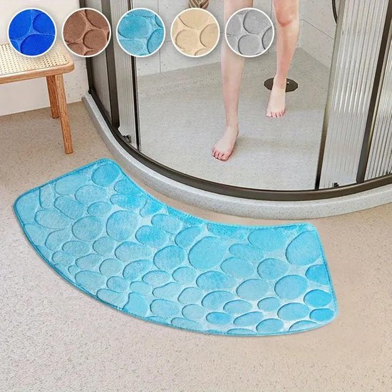 Gebogen Badmat - Douchemat Antislip - Veiligheid in Bad - Zacht Absorberend - 30x60x100cm - Zwart — afbeelding 3