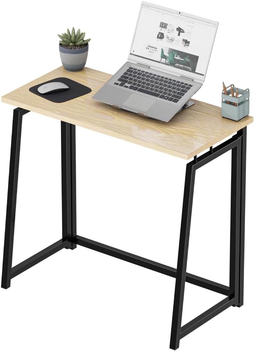 Klaptafel Bureau - Inklapbaar Tafel - Ruimte Besparen - Snel Opklapbaar - 80 x 40 cm - Licht Eiken Zwart